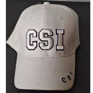 White Low Profile Embroidered CSI Text Style Hat